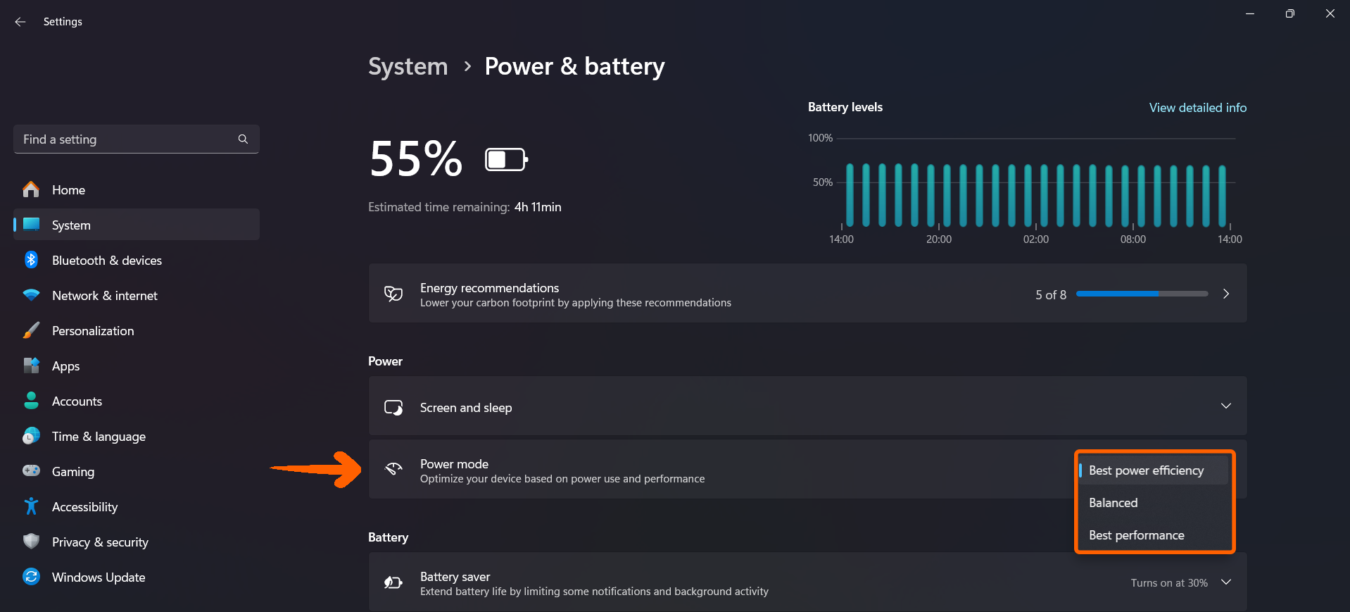 power mode in windows