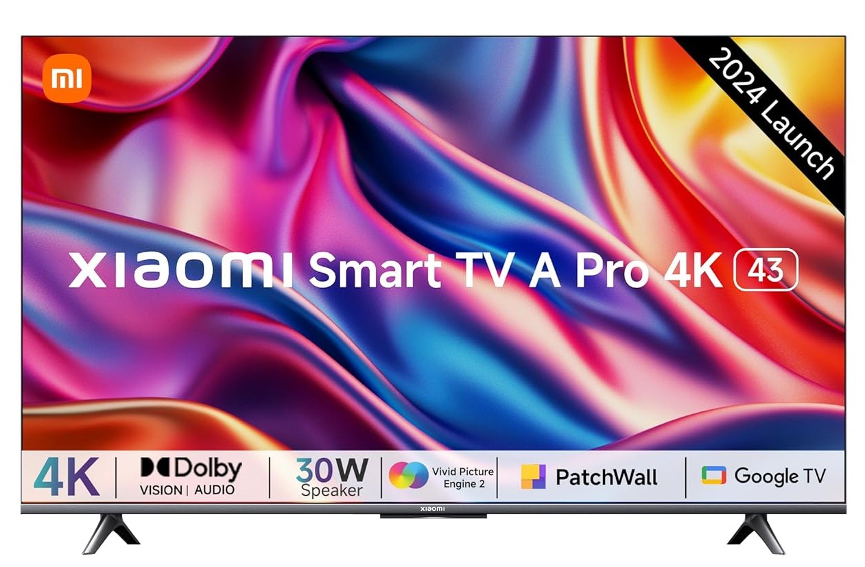 Xiaomi 108 cm (43 inches) A Pro 4K Dolby Vision Smart Google TV L43MA-AUIN (Black)