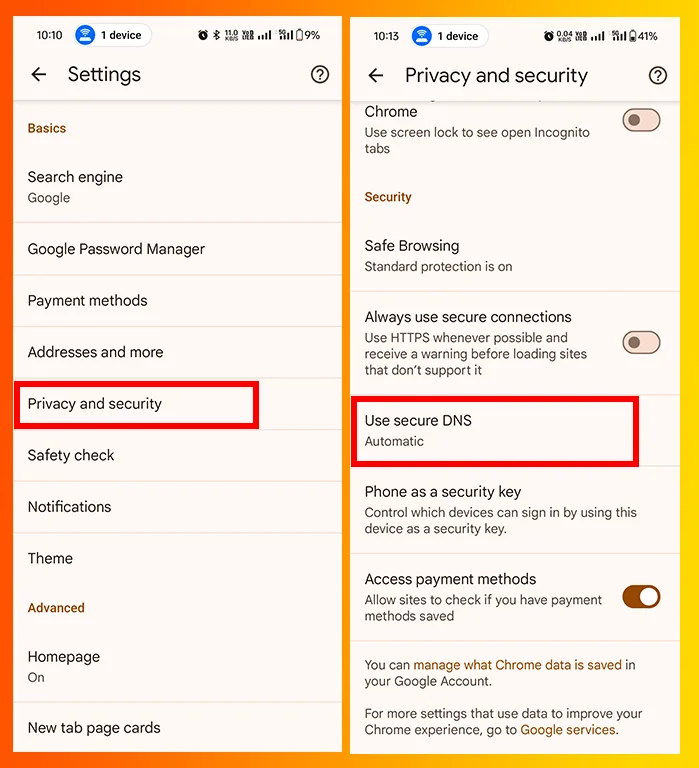 DNS change for faster download in chrome