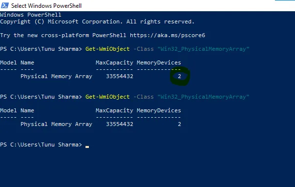 With PowerShell, check available RAM Slots